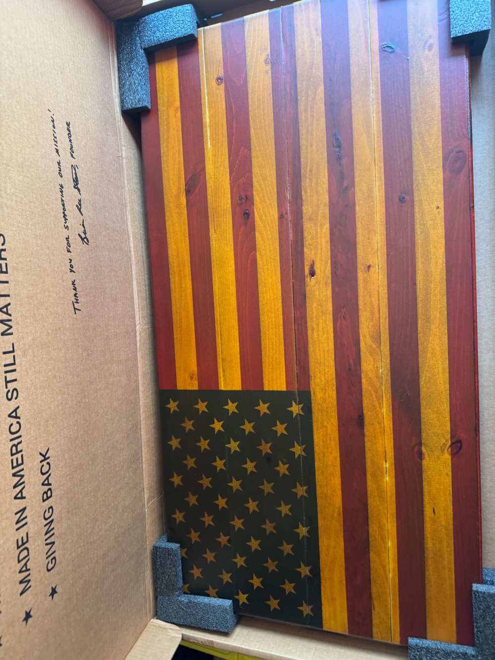 Flags of Valor American Flag Wood Wall Decor in Red and Gold